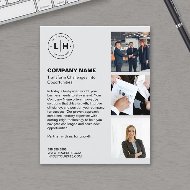 Modern Logo Photo Grey Professional Business Flyer (Modern Logo Photo Gray Professional Business Flyer)
