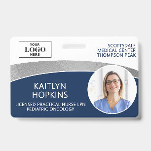 Modern Logo Photo ID Barcode Employee Name Badge