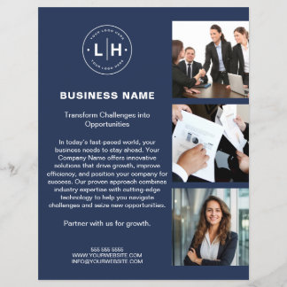 Modern Logo Photo Navy Blue Corporate Business Flyer