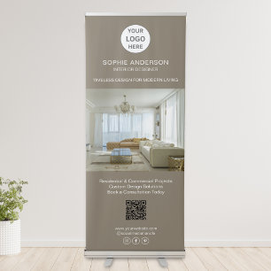 Modern Logo Photo QR Code Professional Business Retractable Banner