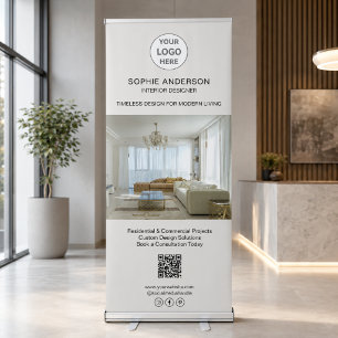 Modern Logo Photo QR Professional Business Retractable Banner