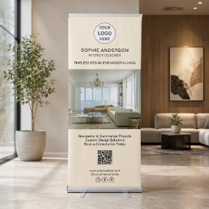 Modern Logo Photo QR Professional Business  Retractable Banner