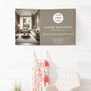 Modern Logo Photo Taupe Professional Business Banner