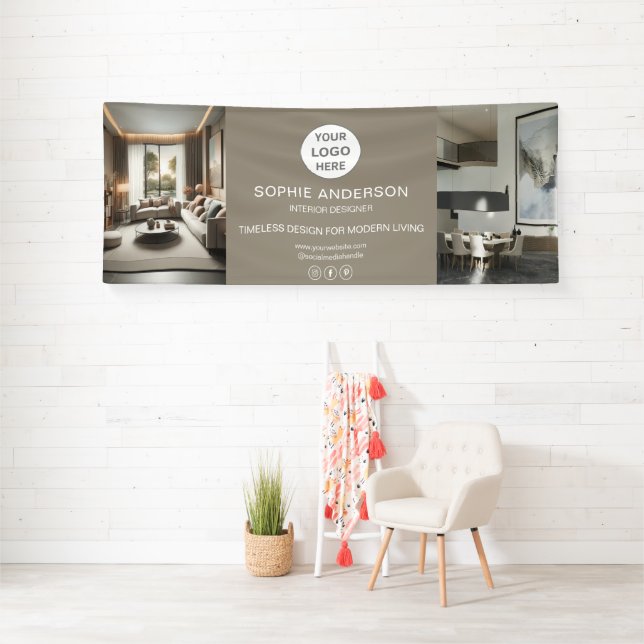 Modern Logo Photo Taupe Professional Business Banner (Insitu)