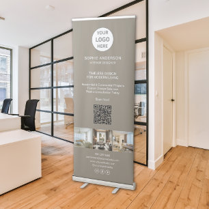 Modern Logo Photo Taupe Professional Business Retractable Banner