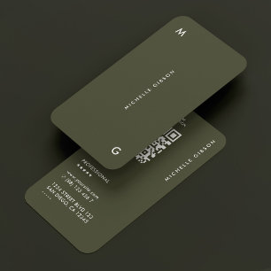 Modern Logo Professional Army Green Simple Business Card