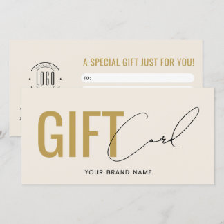Modern logo professional beige gold gift card