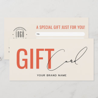 Modern logo professional beige orange gift card
