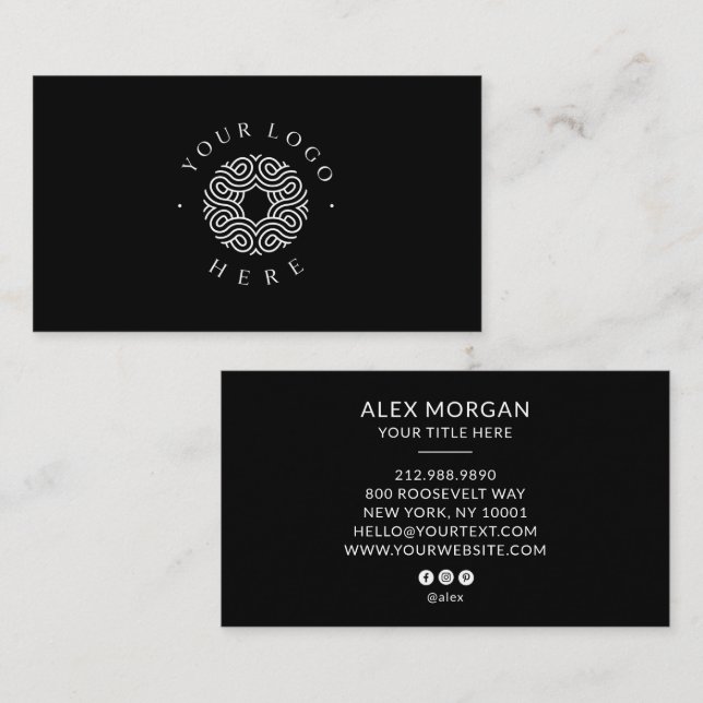 Modern Logo Professional Black Business Card (Front/Back)