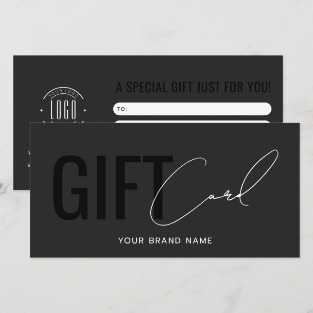 Modern logo professional grey black gift card (Front/Back)