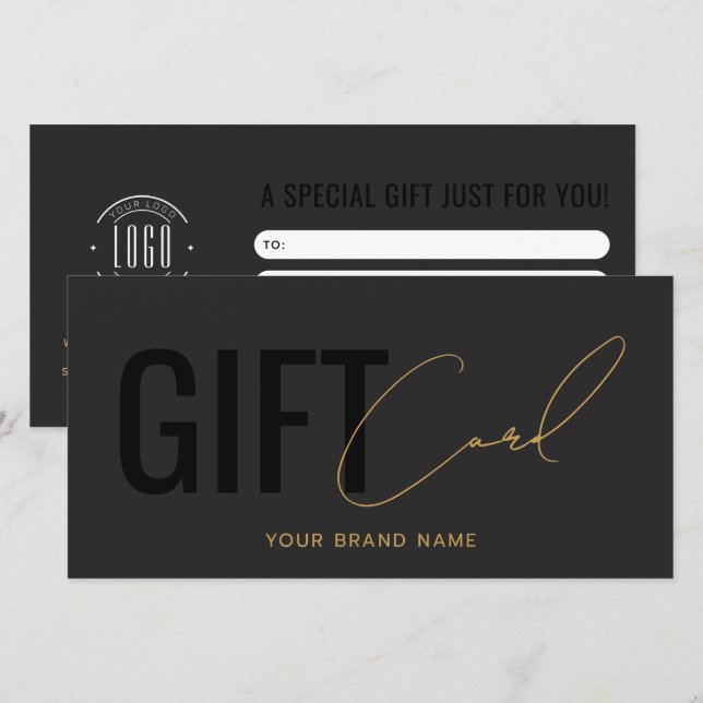 Modern logo professional grey black gift card (Front/Back)
