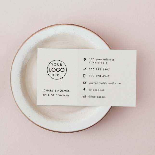 Modern Logo | Professional Grey Social Media Icons Business Card (A versatile gray business card design perfect for any brand or professional)