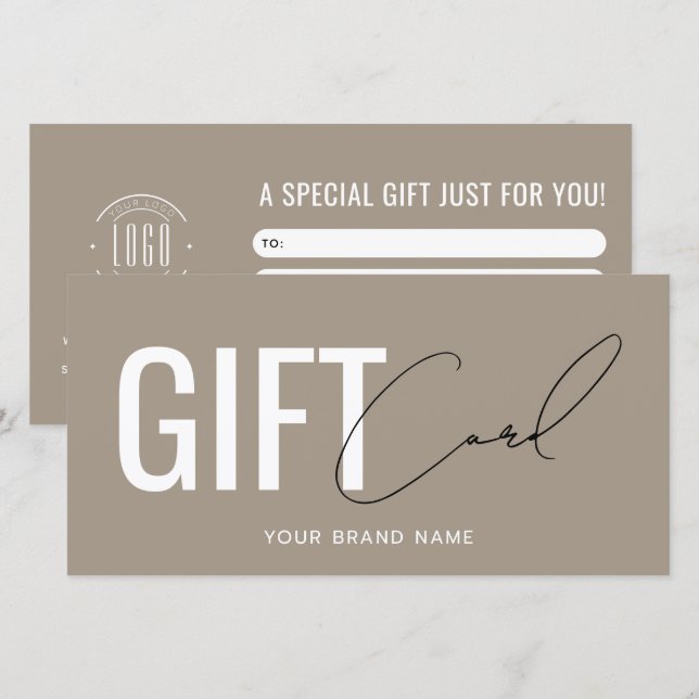 Modern logo professional light brown gift card (Front/Back)