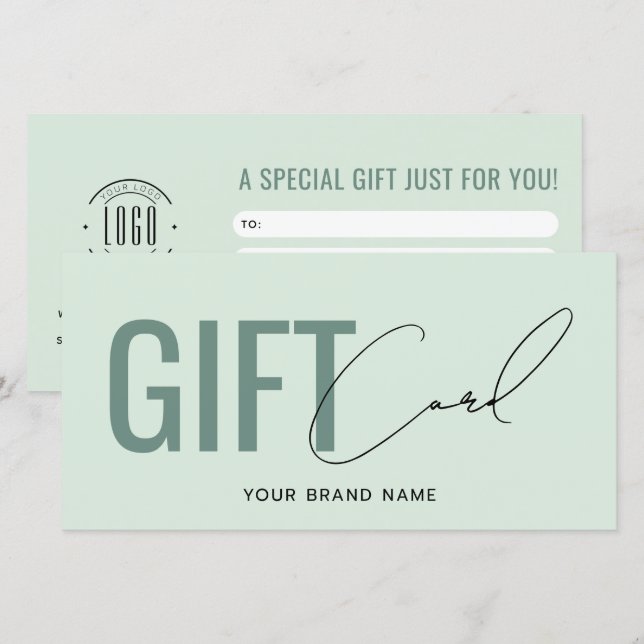 Modern logo professional light green gift card (Front/Back)