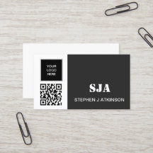 Modern Logo QR Code Black Professional Initials