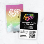 Modern Logo QR Code Black White Rainbow Photo Flyer<br><div class="desc">Modern QR Code Flyer to wow customers! Half-letter paper size, quality full-colour & double-sided print, available to customise with your logo, text, photo, social media icons & your own QR Code! Use your custom QR CODE to get your customers to connect with your socials, "scan & pay", price/menu displays -...</div>
