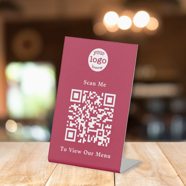 Modern Logo QR Code Contactless Restaurant Menu Pedestal Sign (Modern Logo QR Code Contactless Restaurant Menu Pedestal Sign)