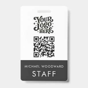Modern Logo QR Code Employee Name ID Badge