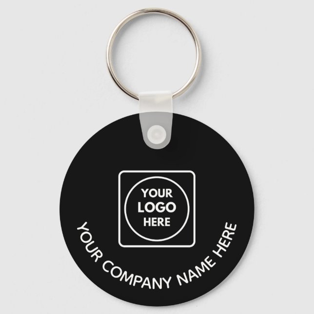 Modern Logo QR Code Promo Black Keychains (Front)