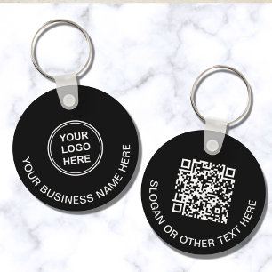 Modern Logo QR Code Promotional Black Key Ring