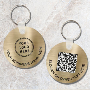 Modern Logo QR Code Promotional Gold Key Ring