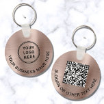 Modern Logo QR Code Promotional Rose Gold Key Ring<br><div class="desc">Modern simple promotional keychain for your business or organisation with a brushed rose gold faux metal background. Add your logo and QR code and a line of customised text on each side,  such as your company name,  slogan,  thank you,  etc.</div>