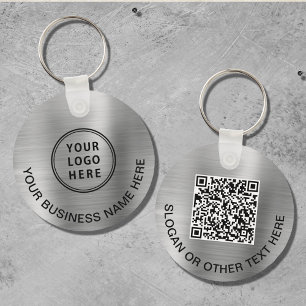 Modern Logo QR Code Promotional Silver Key Ring
