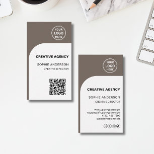 Modern Logo QR Creative Agency Business Card
