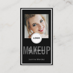 Modern Logo QR Review Black White Makeup Artist Bu Business Card