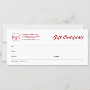 Modern Logo Red Business Gift Certificate