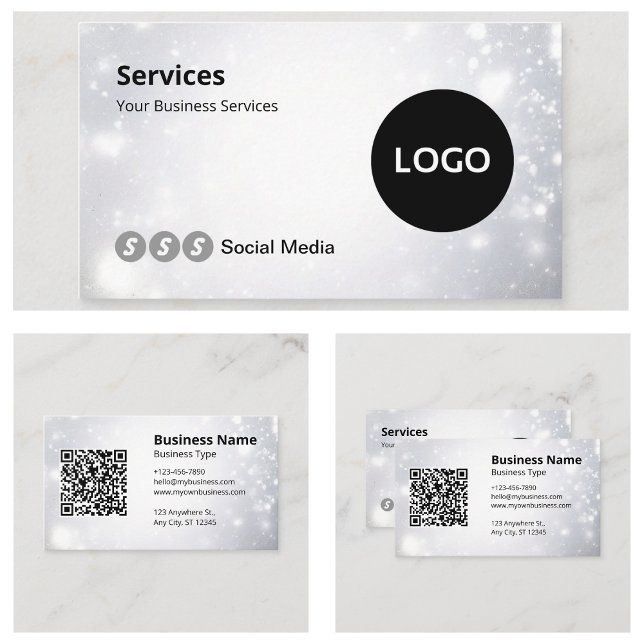 Modern Logo Scannable QR Code Website Business Card (Modern Logo Scannable QR Code Website Business Cards)
