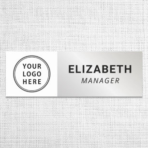 Modern Logo Silver Name Tag