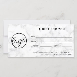 Modern Logo Simple Grey Marble Gift Certificate