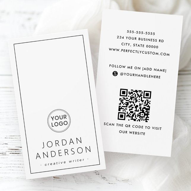 Modern logo social media QR white business cards (Modern logo social media QR white business cards)