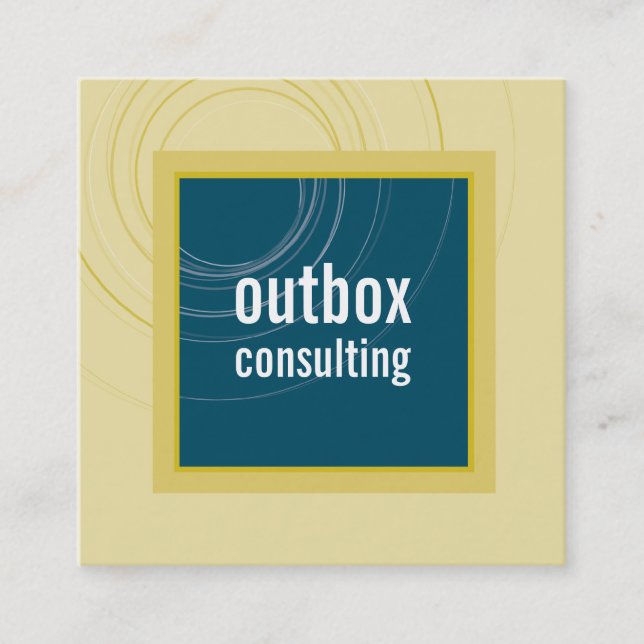 MODERN LOGO square icon monogram teal mustard Square Business Card (Front)