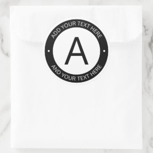 Modern Logo Style Monogram Black & White Classic Round Sticker