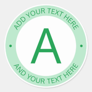 Modern Logo Style Monogram   Green & White Classic Round Sticker
