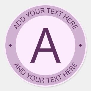 Modern Logo Style Monogram   Purple Classic Round Sticker