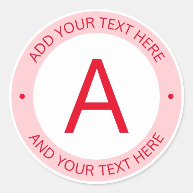Modern Logo Style Monogram | Red Classic Round Sticker (Front)