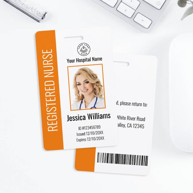 Modern Logo Template Employee Photo Name Nurse ID Badge (Creator Uploaded)