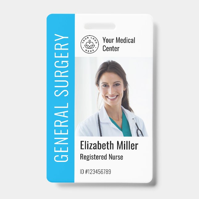 Modern Logo Template Employee Photo Name Nurse ID Badge (Front)