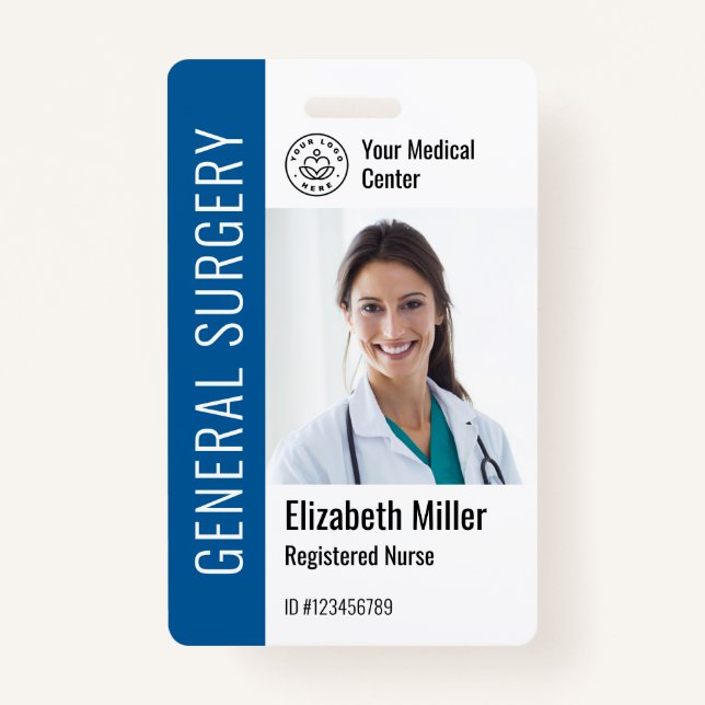 Modern Logo Template Employee Photo Name Nurse ID ID Badge (Front)