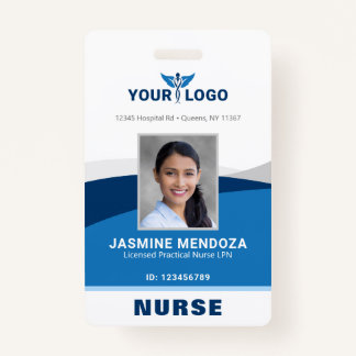 Modern Logo Template Employee Photo Name Nurse ID ID Badge