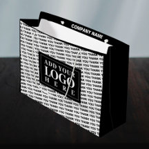 Modern Logo Thank You Black and White Gift Bag