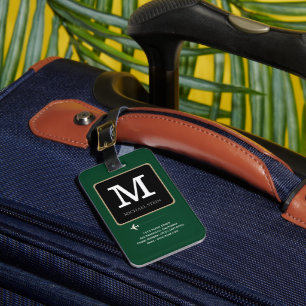 Modern Logo . Traveller Monogram Green Luggage Tag