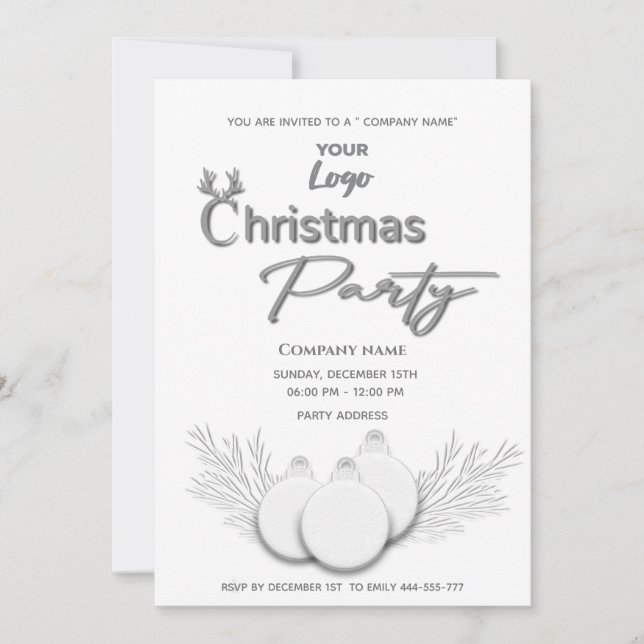 Modern logo typography corporate Christmas party Invitation (Front)