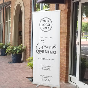 Modern Logo White Business Opening Retractable Banner