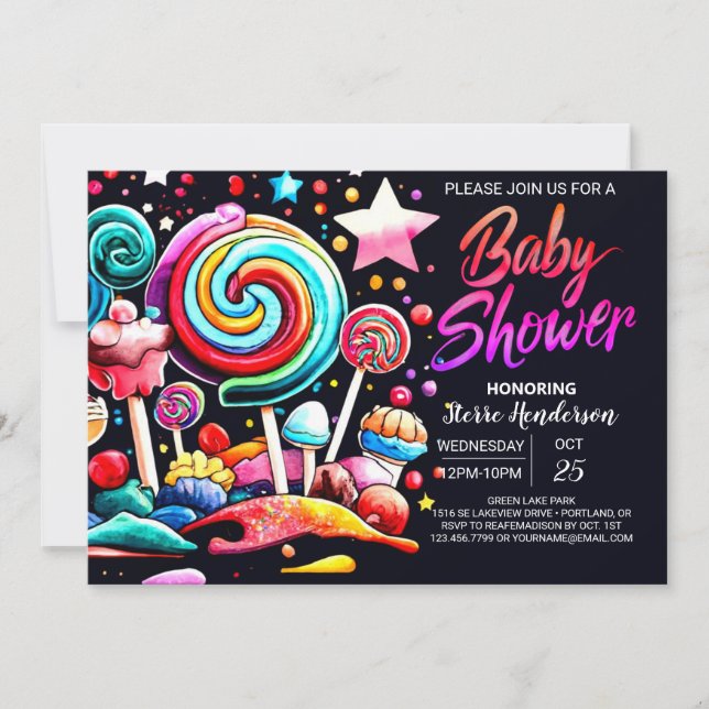 Modern Lollipop Wonderland Baby Shower Invitation (Front)
