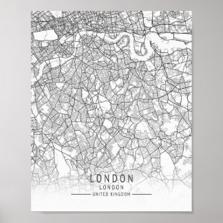 Modern London, England Street Map Poster