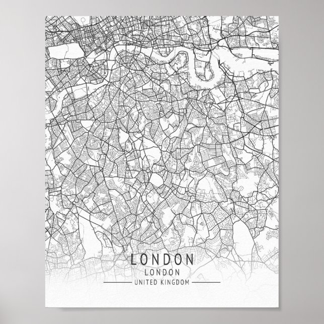 Modern London, England Street Map Poster (Front)